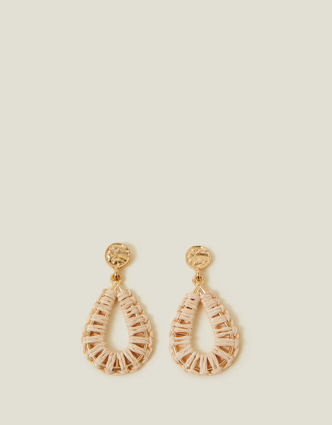 Teardrop Raffia Wrap Earrings, , large