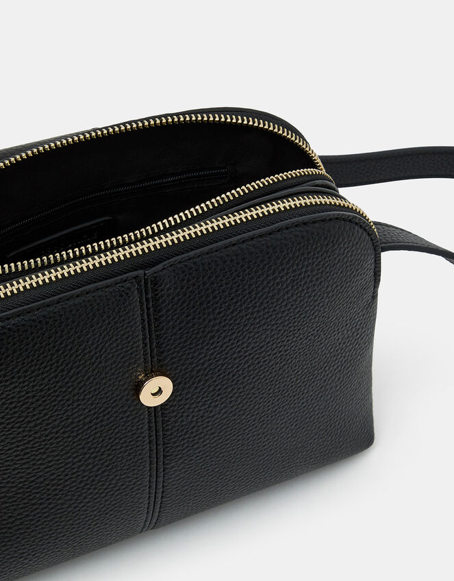 Double-Zip Cross Body Bag, Black (BLACK), large