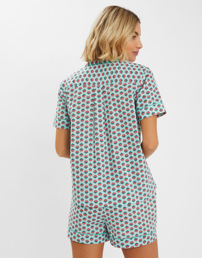 Floral Print Cotton Short Pyjamas Set, Blue (PALE BLUE), large