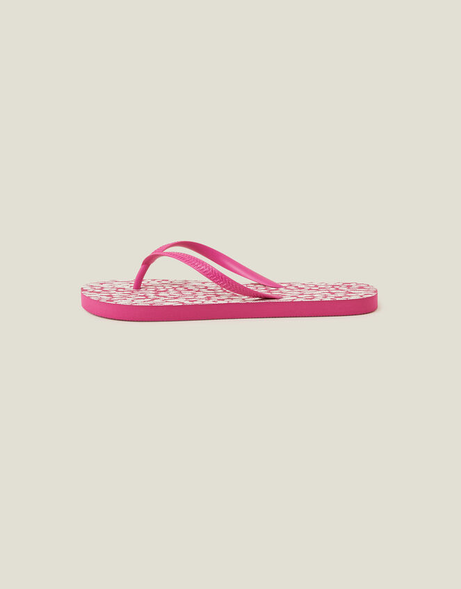 Animal Print Flip Flops, Pink (FUCHSIA), large