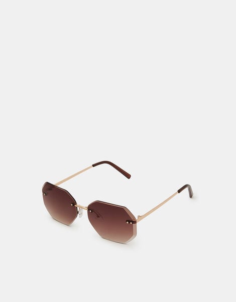 Geometric Rimless Sunglasses, , large