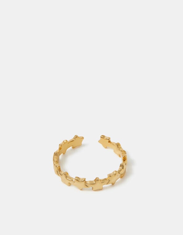 Stainless Steel Star Adjustable Ring, Gold (GOLD), large