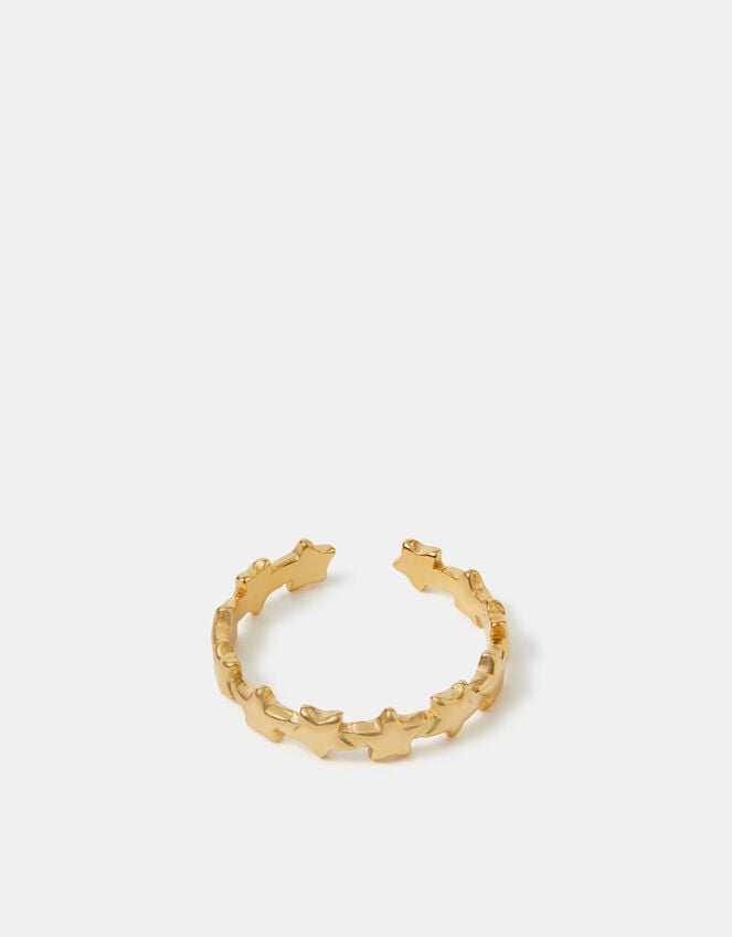 Stainless Steel Star Adjustable Ring, Gold (GOLD), large