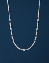 Sterling Silver-Plated Marquise Choker Necklace, , large