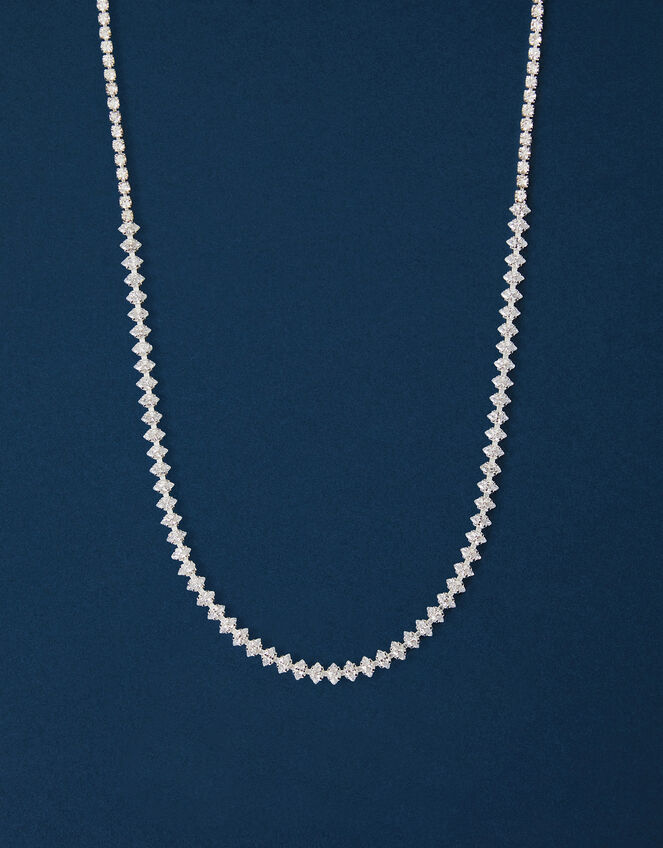 Sterling Silver-Plated Marquise Choker Necklace, , large