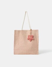 Metallic Woven Starfish Shopper Bag, , large
