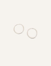 Sterling Silver-Plated 4cm Hoops, , large