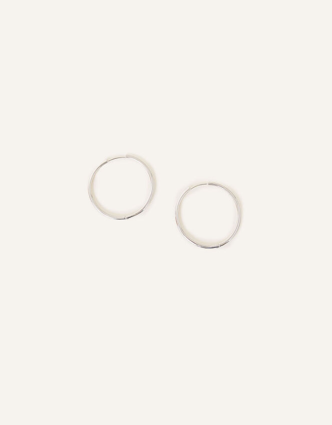 Sterling Silver-Plated 4cm Hoops, , large