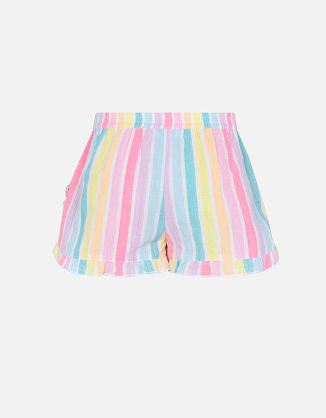 Girls Rainbow Stripe Shorts Multi, Multi (BRIGHTS-MULTI), large