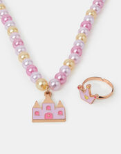 Girls Princess Charm Necklace and Ring Set, , large