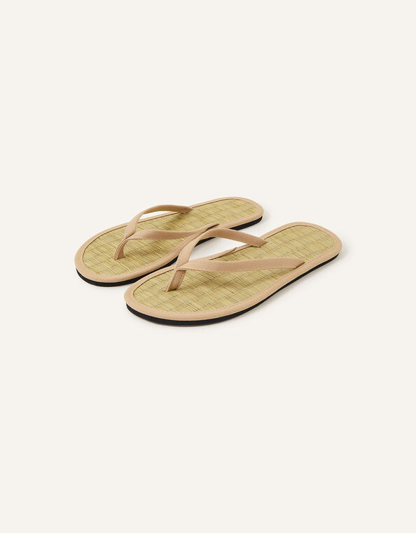 Plain Seagrass Flip Flops, Nude (NUDE), large