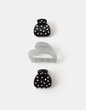 3-Pack Heart & Rhinestone Claw Clips, , large