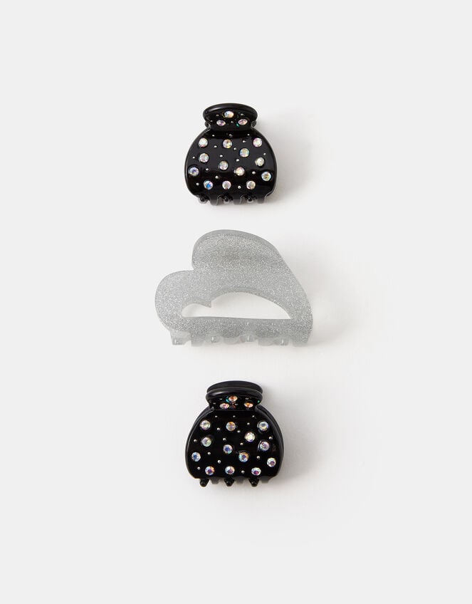 3-Pack Heart & Rhinestone Claw Clips, , large
