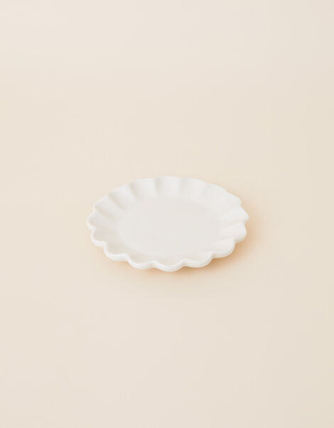 Trinket Dish with Scalloped Edge White, White (WHITE), large