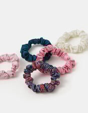 5-Pack Skinny Satin Hair Scrunchies, , large