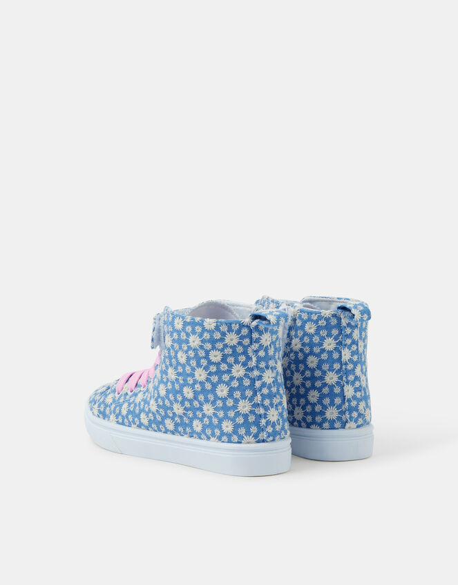 Girls Floral Broderie Hi-Top Trainers, Blue (BLUE), large