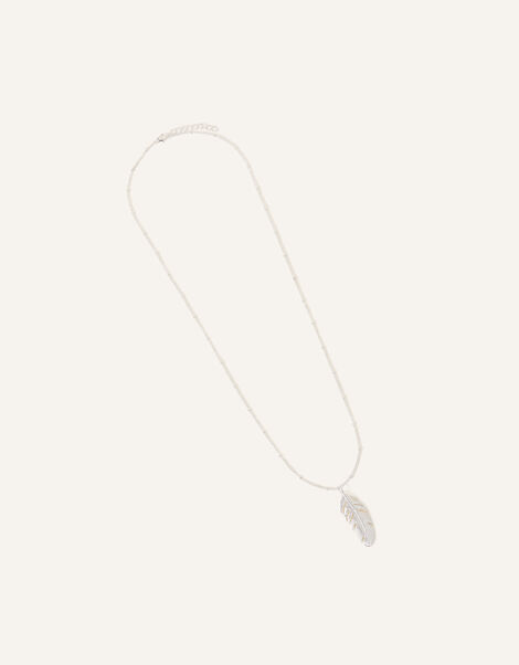 Sterling Silver-Plated Long Leaf Necklace, , large