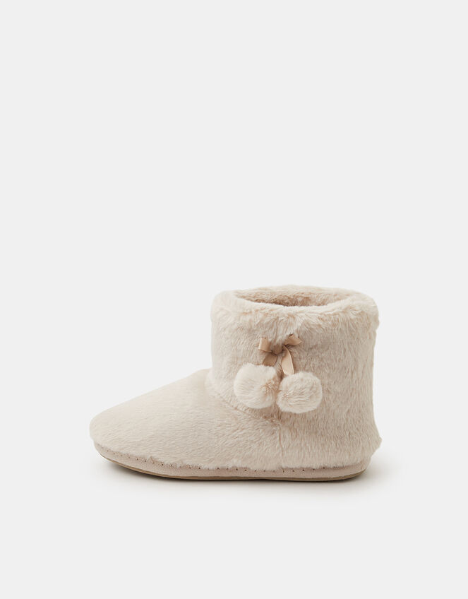 Super Soft Pom Pom Slipper Boots, Cream (CREAM), large