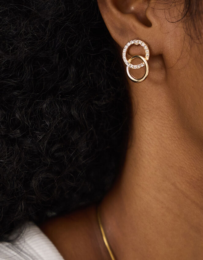 Infinity Pav&eacute; Stud Earrings, , large