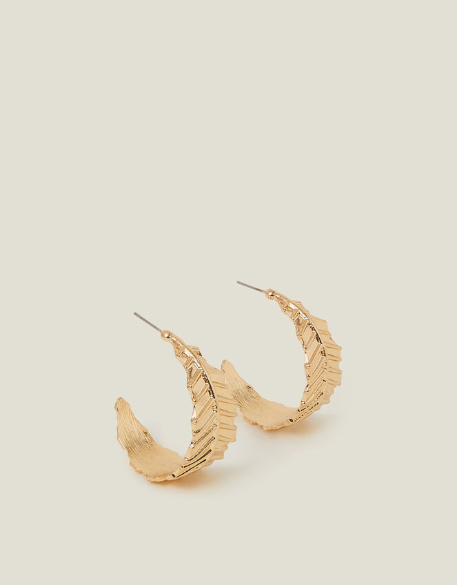 Statement Leaf Hoop Earrings, , large