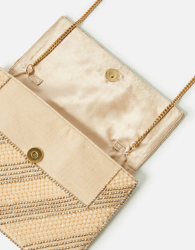 Beaded Stripe Clutch Bag, Nude (NUDE), large