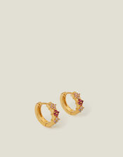 14ct Gold-Plated Sparkle Flower Hoop Earrings, , large