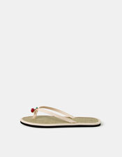 Cherry Charm Seagrass Flip Flops, Cream (CREAM), large