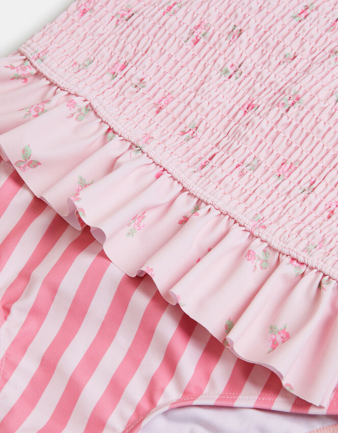 Girls Floral Stripe Tankini Set, Pink (PINK), large