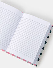 Checkerboard Embroidered Initial Notebook, Pink (PINK), large