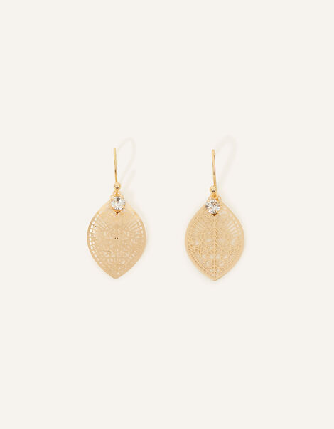 Filigree Leaf Drop Earrings, , large
