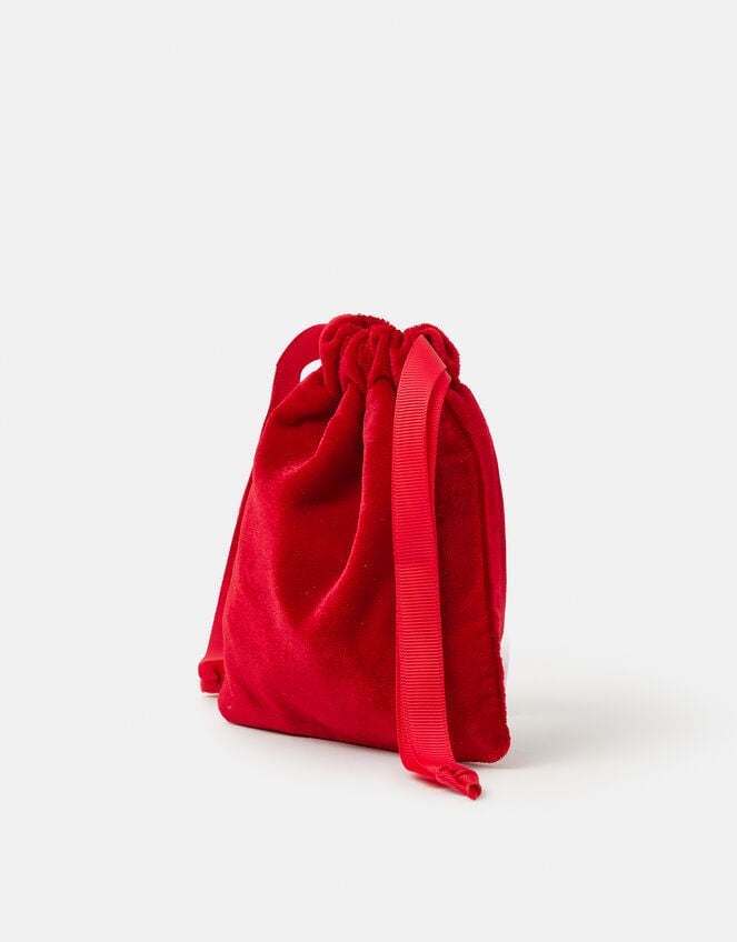 Candy Cane Velvet Drawstring Pouch, , large