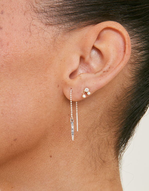 Sterling Silver Shard Drop Threader Earrings, , large