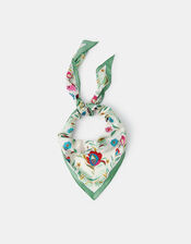 Floral Print Satin Triangle Scarf, , large