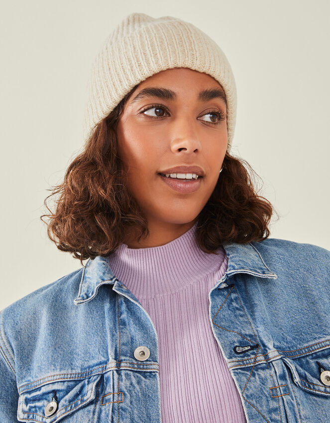 Soho Knit Beanie Hat, Natural (NATURAL), large