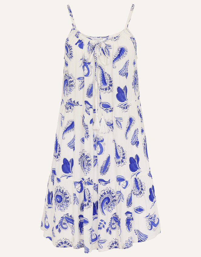 Paisley Mini Dress, White (WHITE), large