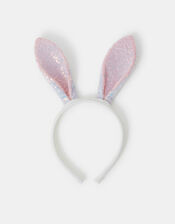 Girls Sequin Bunny Ears Headband, , large