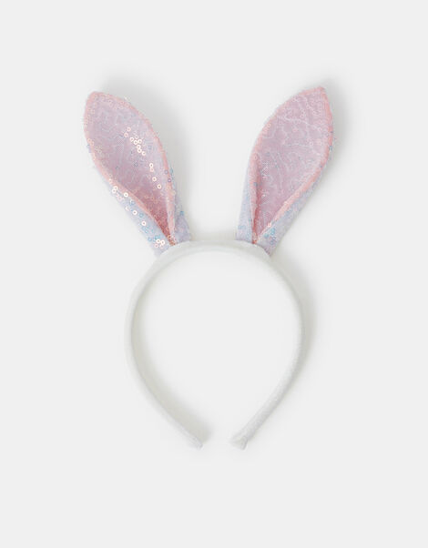 Girls Sequin Bunny Ears Headband, , large