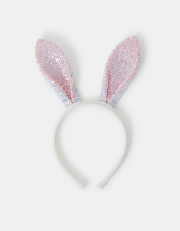 Girls Sequin Bunny Ears Headband, , large