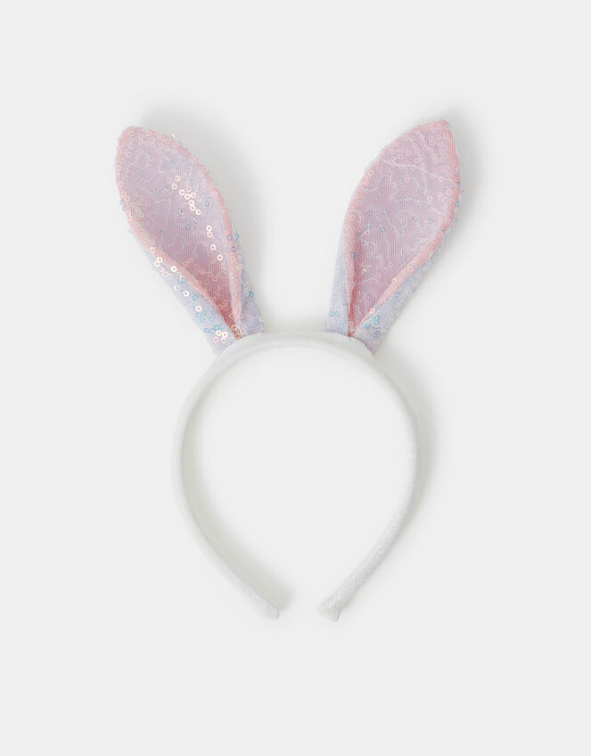 Girls Sequin Bunny Ears Headband, , large