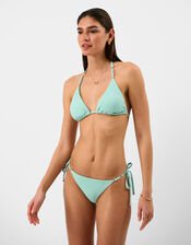 Bead Strap Textured Bikini Top, Green (LIGHT GREEN), large