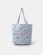 London Stamp Print Cotton Shopper Bag, , large