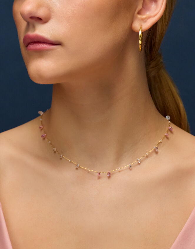 14ct Gold-Plated Multi Stone Necklace, , large
