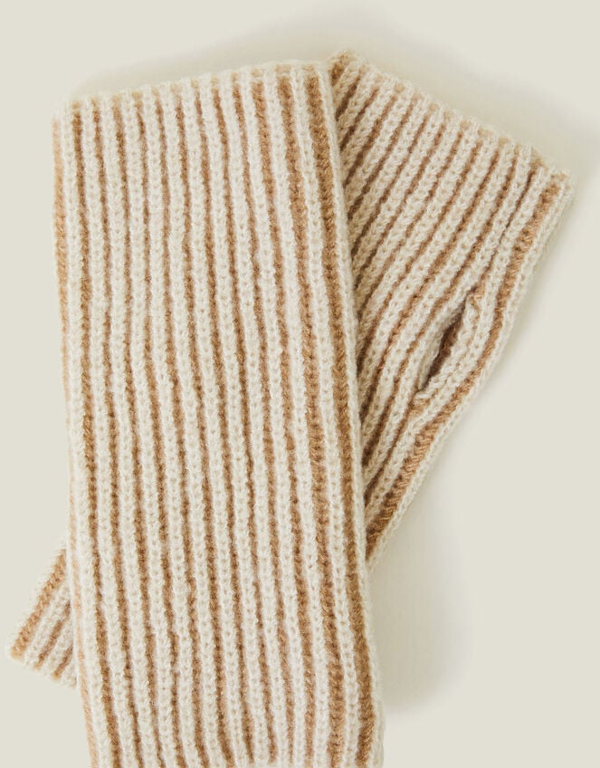 Rib Knit Fingerless Gloves, Natural (NATURAL), large