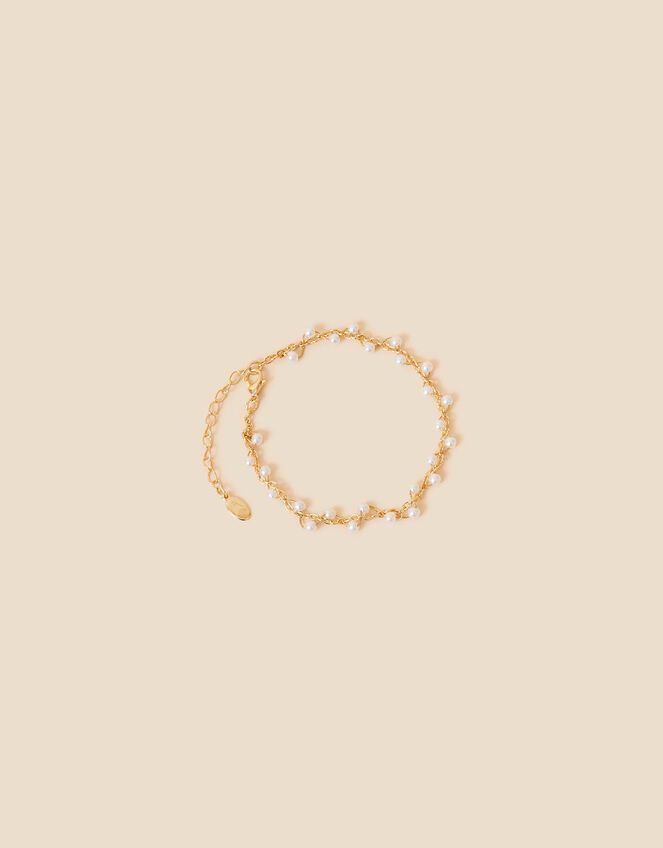 Twisted Faux Pearl Anklet, , large