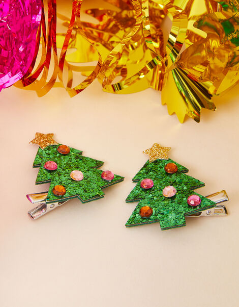 Christmas Tree Hair Clips Set of Two, , large