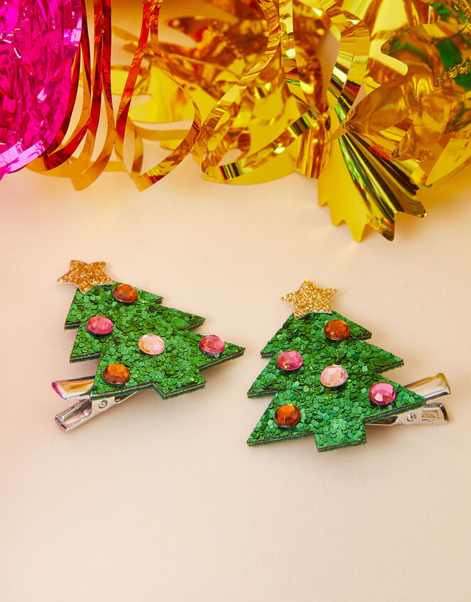 Christmas Tree Hair Clips Set of Two, , large