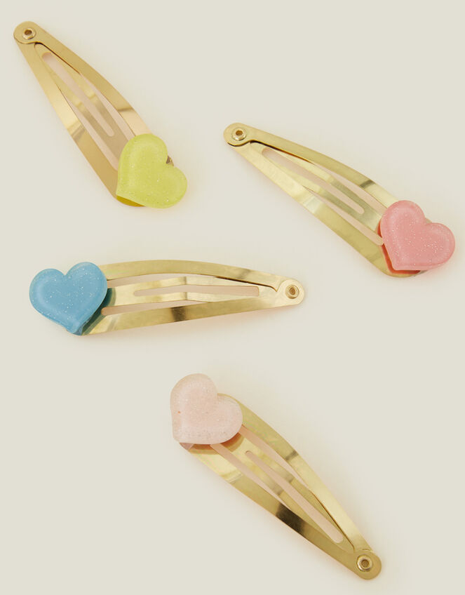 4-Pack Girls Heart Hair Clips, , large