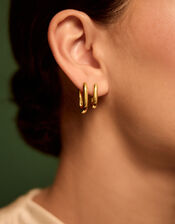 2-Pack Stainless Steel Rectangular Hoop Earrings, , large