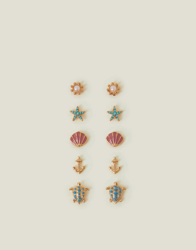 5-Pack Nautical Stud Earrings, , large