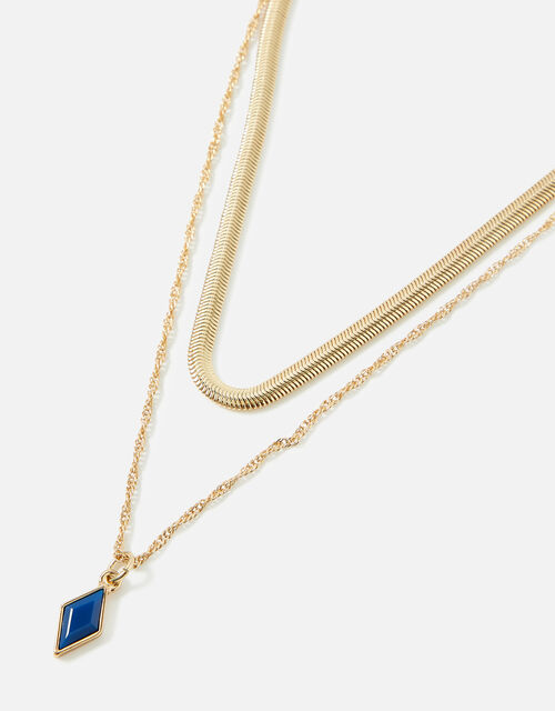 Blue Harvest Layered Enamel Pendant Necklace, , large